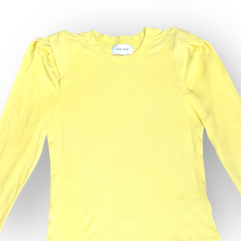 Dear John Butter Yellow Padded Shoulder Crew Knit Top, | Women’s M